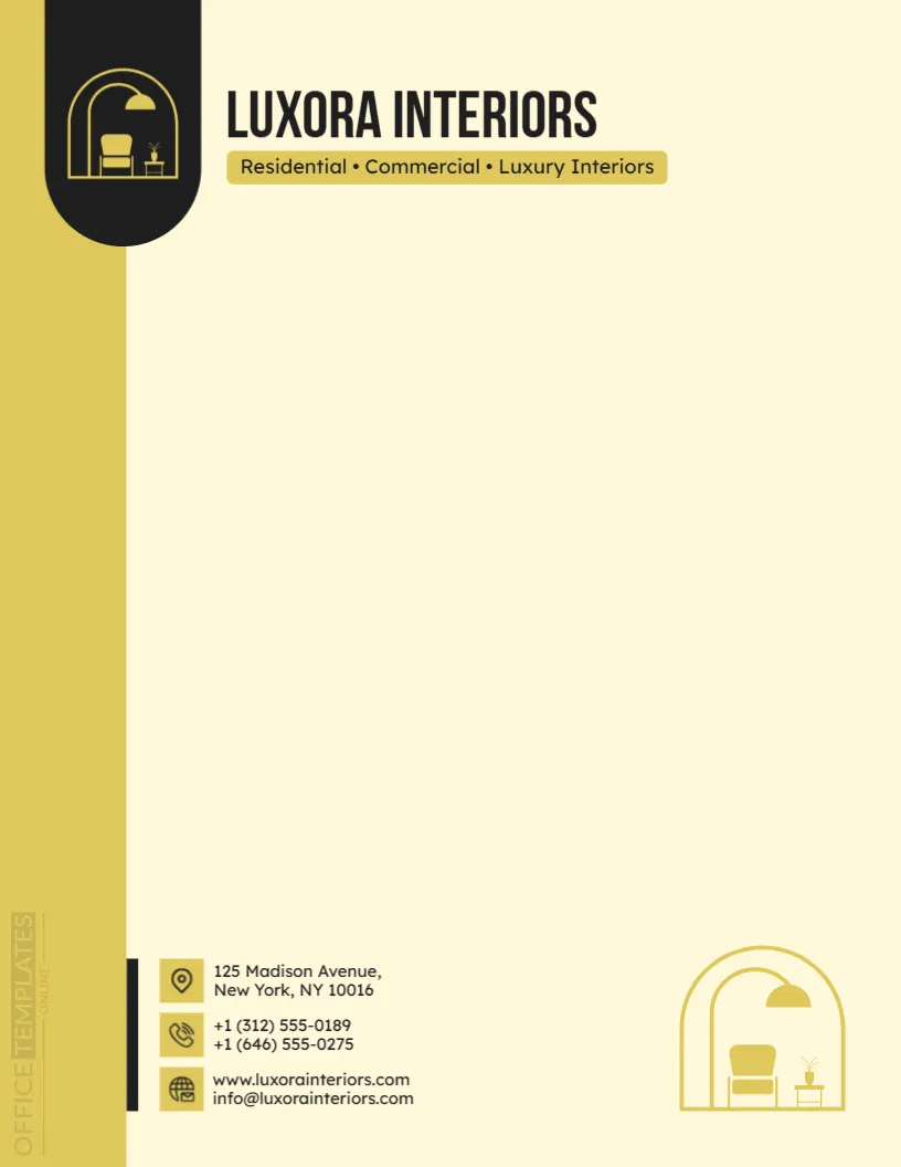 Elegant Interior Designer Letterhead Template – Editable Online