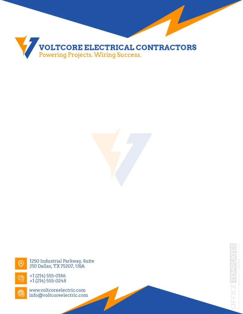Electrical Contractor Letterhead Template – Professional & Editable Online