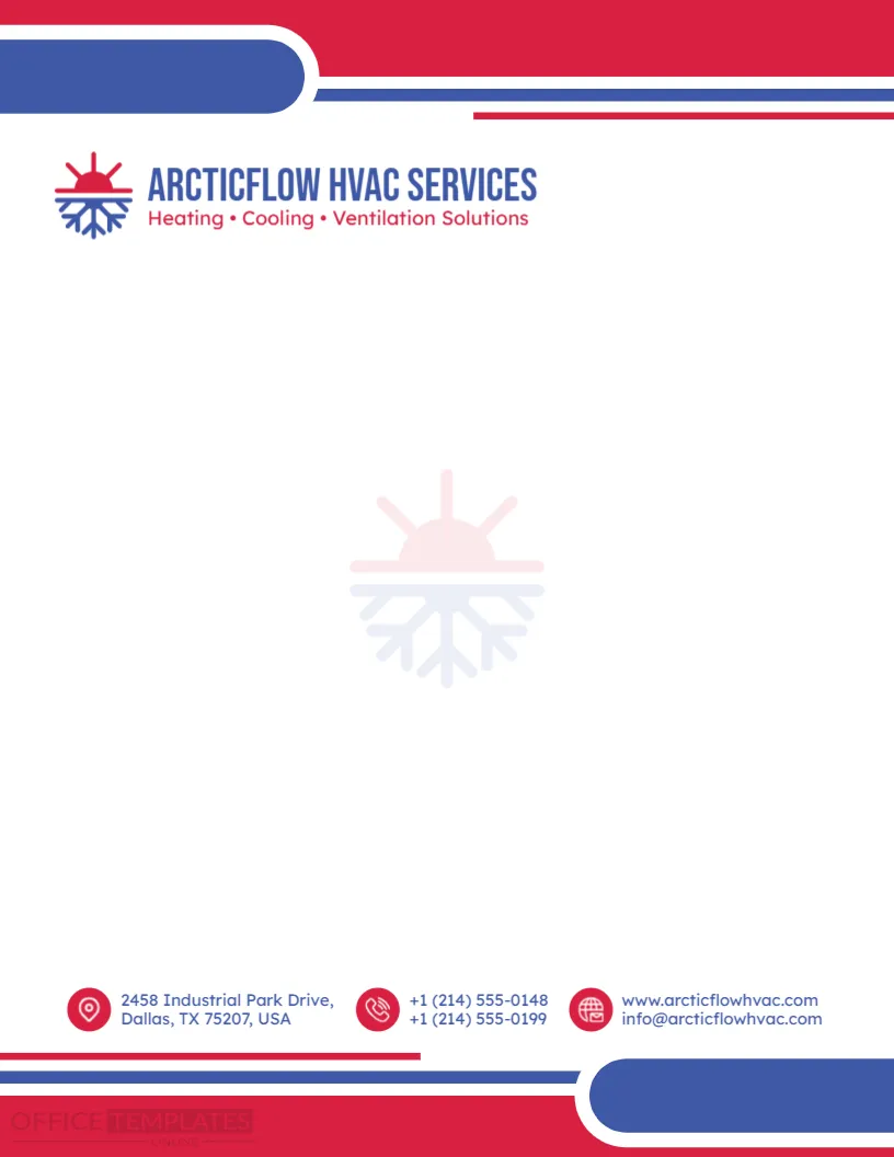 Professional HVAC Company Letterhead Template – Editable & Printable