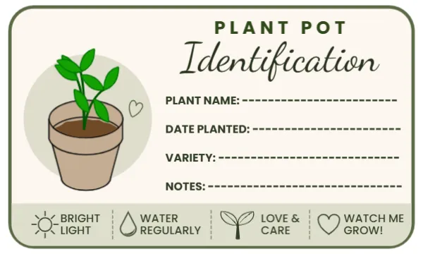 Plant Pot Identification Sticker Template