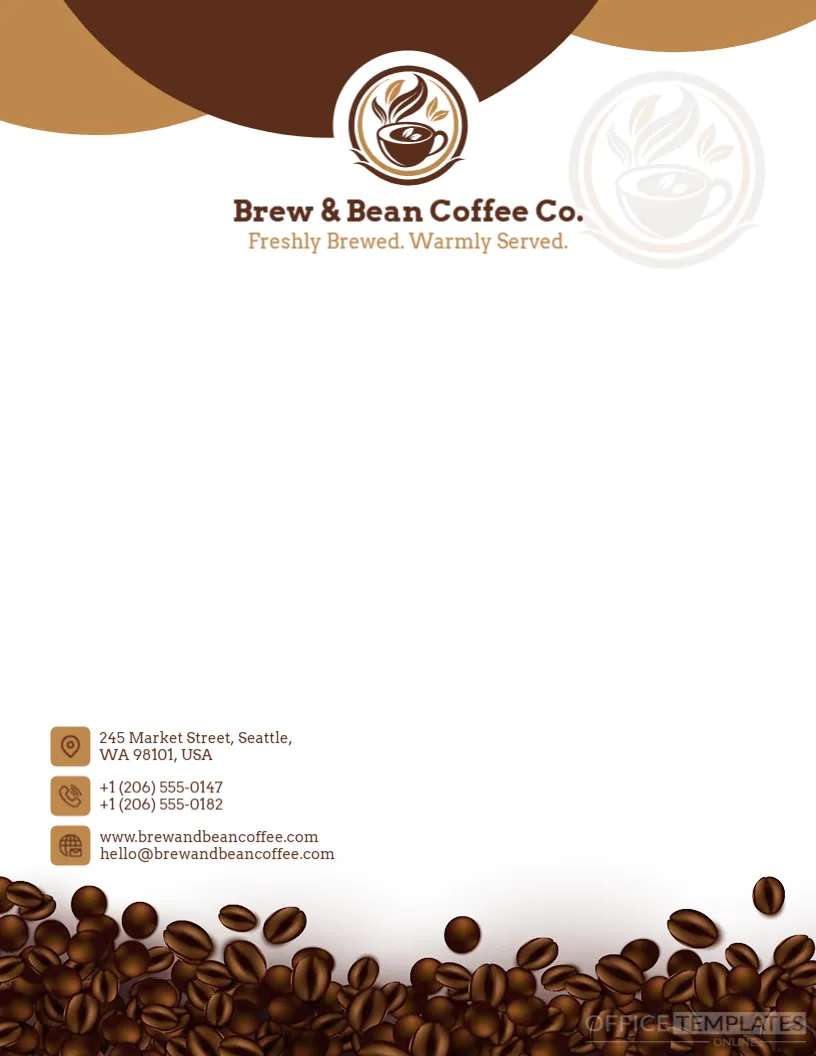 Coffee Shop Letterhead Template – Editable, Stylish & Printable