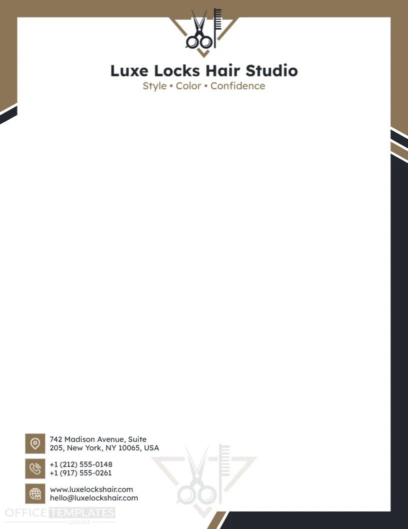 Hair Stylist Letterhead Template – Modern, Editable & Printable