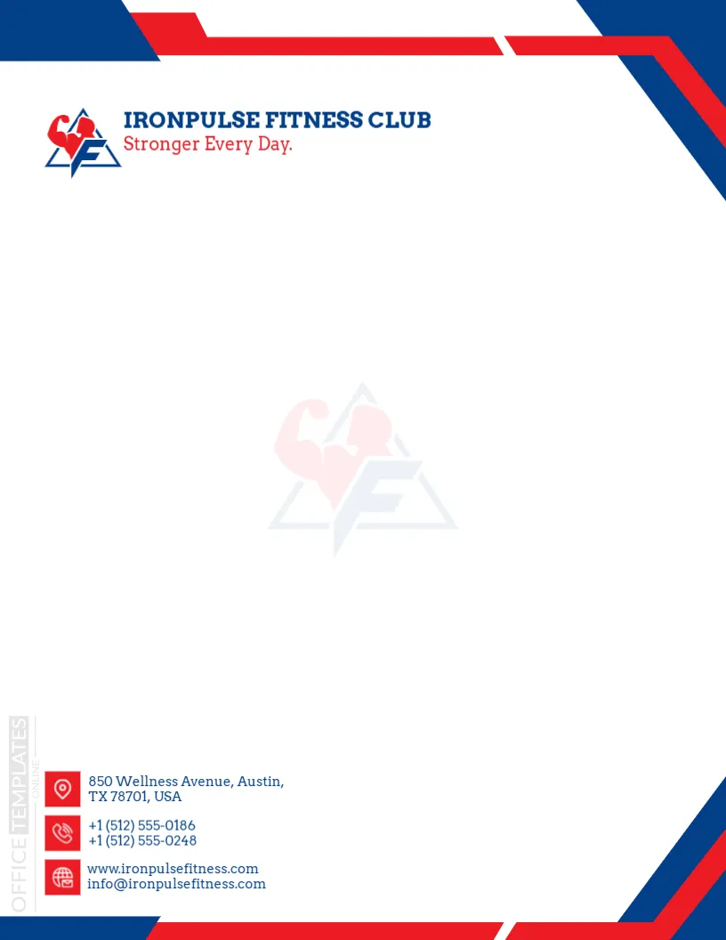 Fitness Gym Letterhead Template – Professional & Editable Online