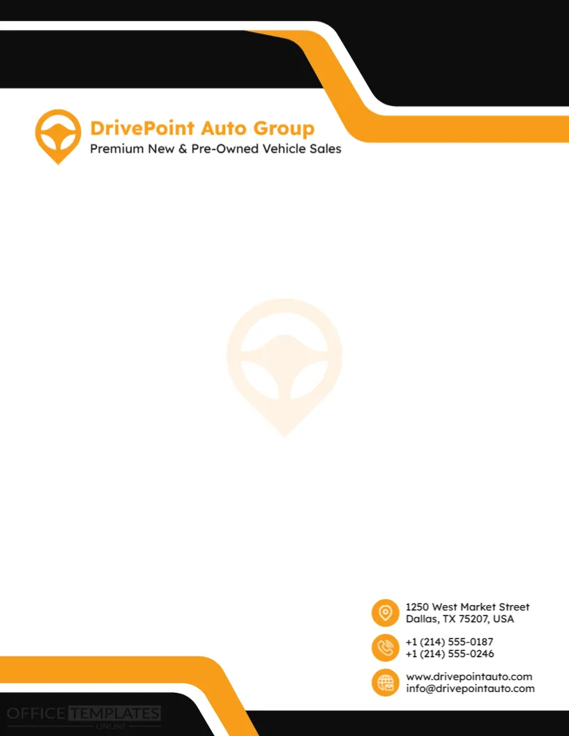 Automobile Dealership Letterhead Template – Professional & Editable Online