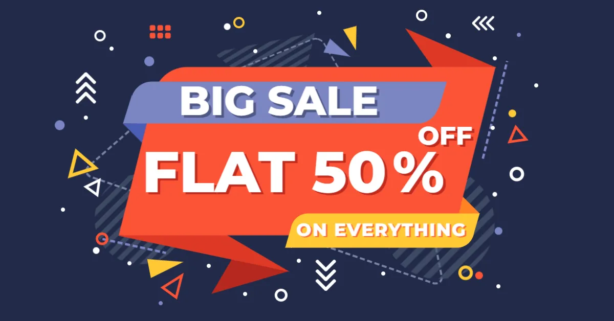 Flat Fifty Percent Off Everything Sale Banner Template