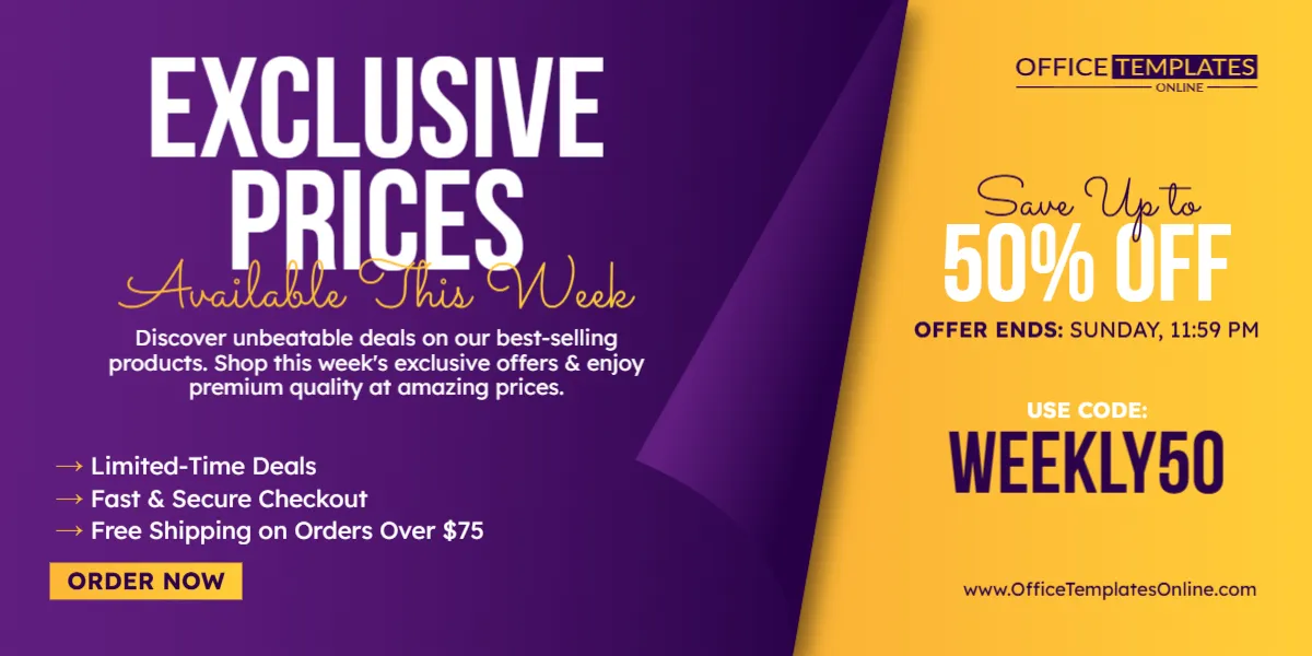 Exclusive Prices Available This Week Promotion Banner Template