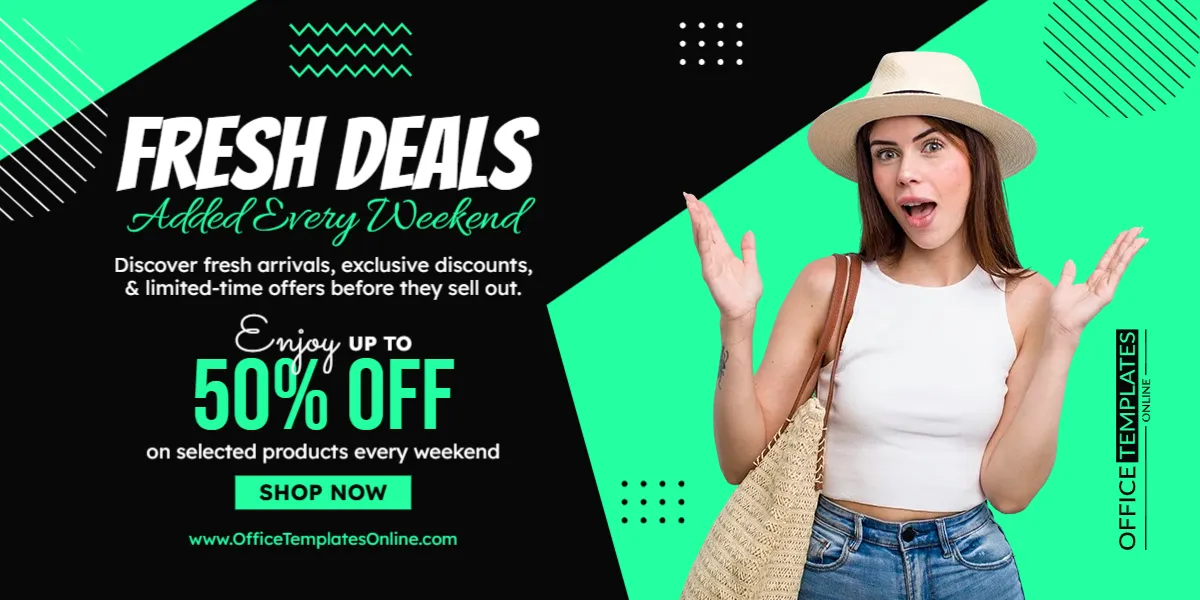 Fresh Deals Added Every Weekend Promotion Banner Template