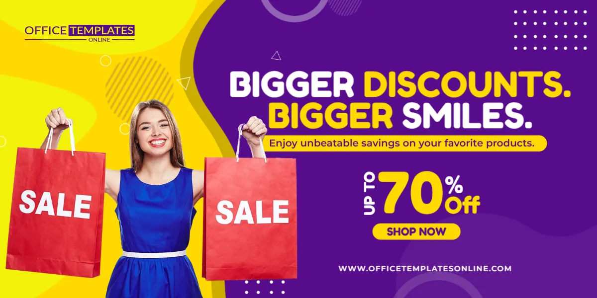 Bigger Discounts Bigger Smiles Promotion Banner Template