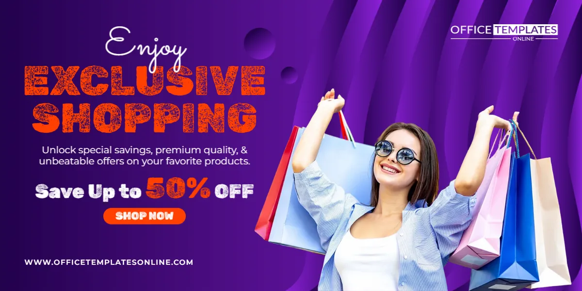 Enjoy Exclusive Shopping Benefits Today Promotion Banner Template – Customize Online