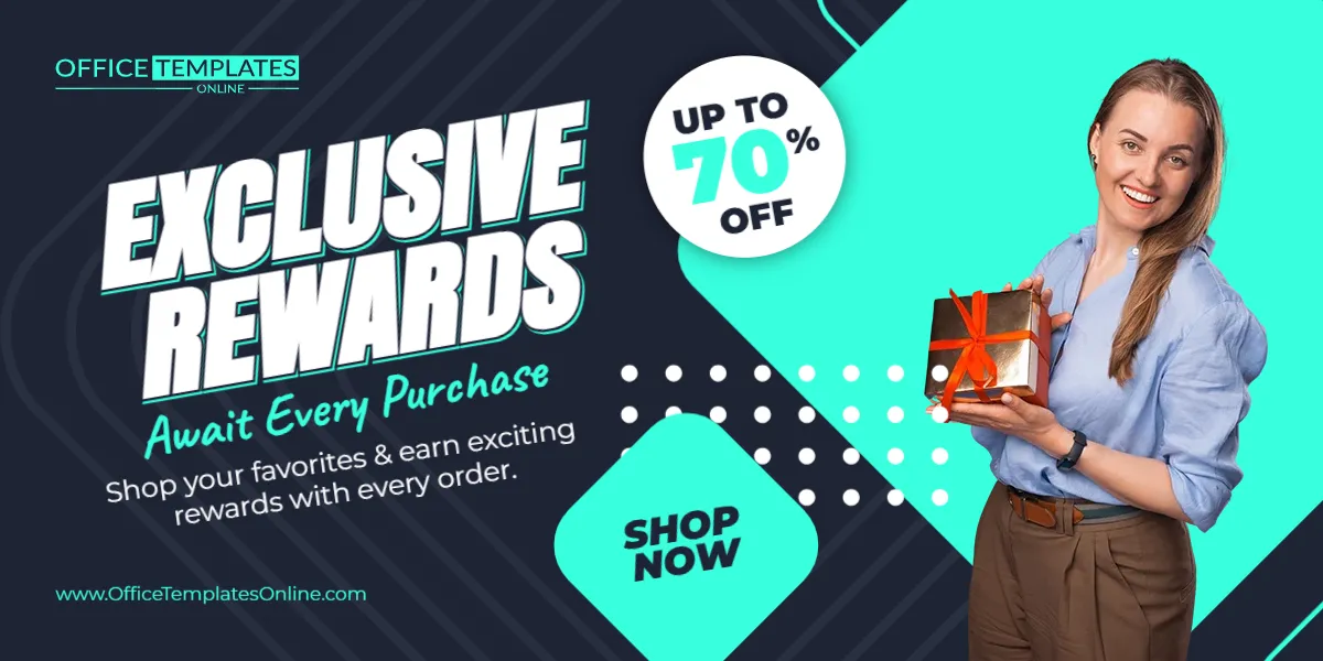 Exclusive Rewards Await Every Purchase Promotion Banner Template