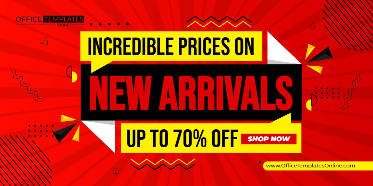 Incredible Prices On New Arrivals Promotion Banner Template