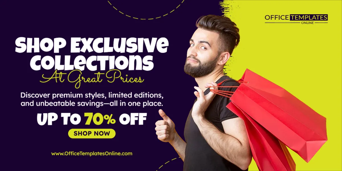 Shop Exclusive Collections At Great Prices Promotion Banner Template