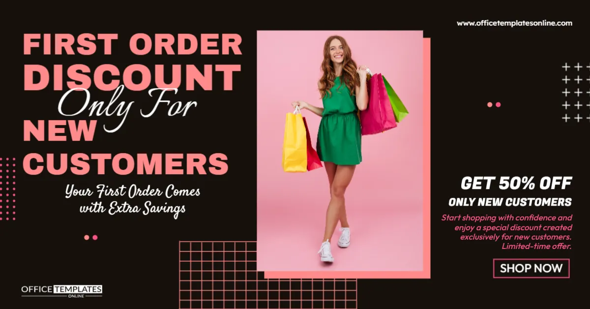 First Order Discount for New Customers Promotion Banner Template