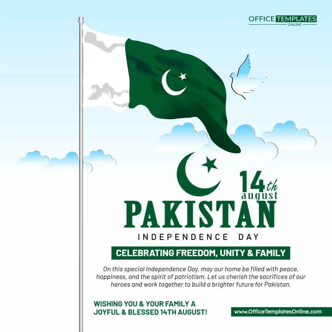 Pakistan Independence Day Family Greeting Template – Edit Online
