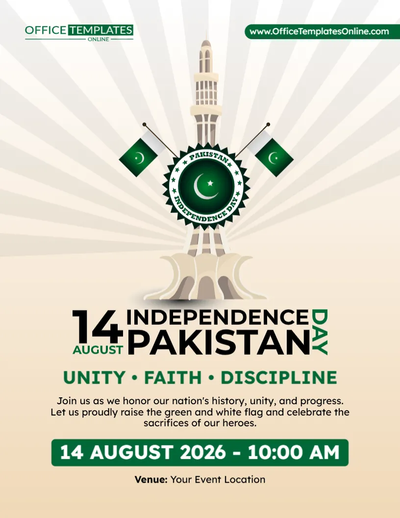 Pakistan Independence Day Flyer Template – Customize Online
