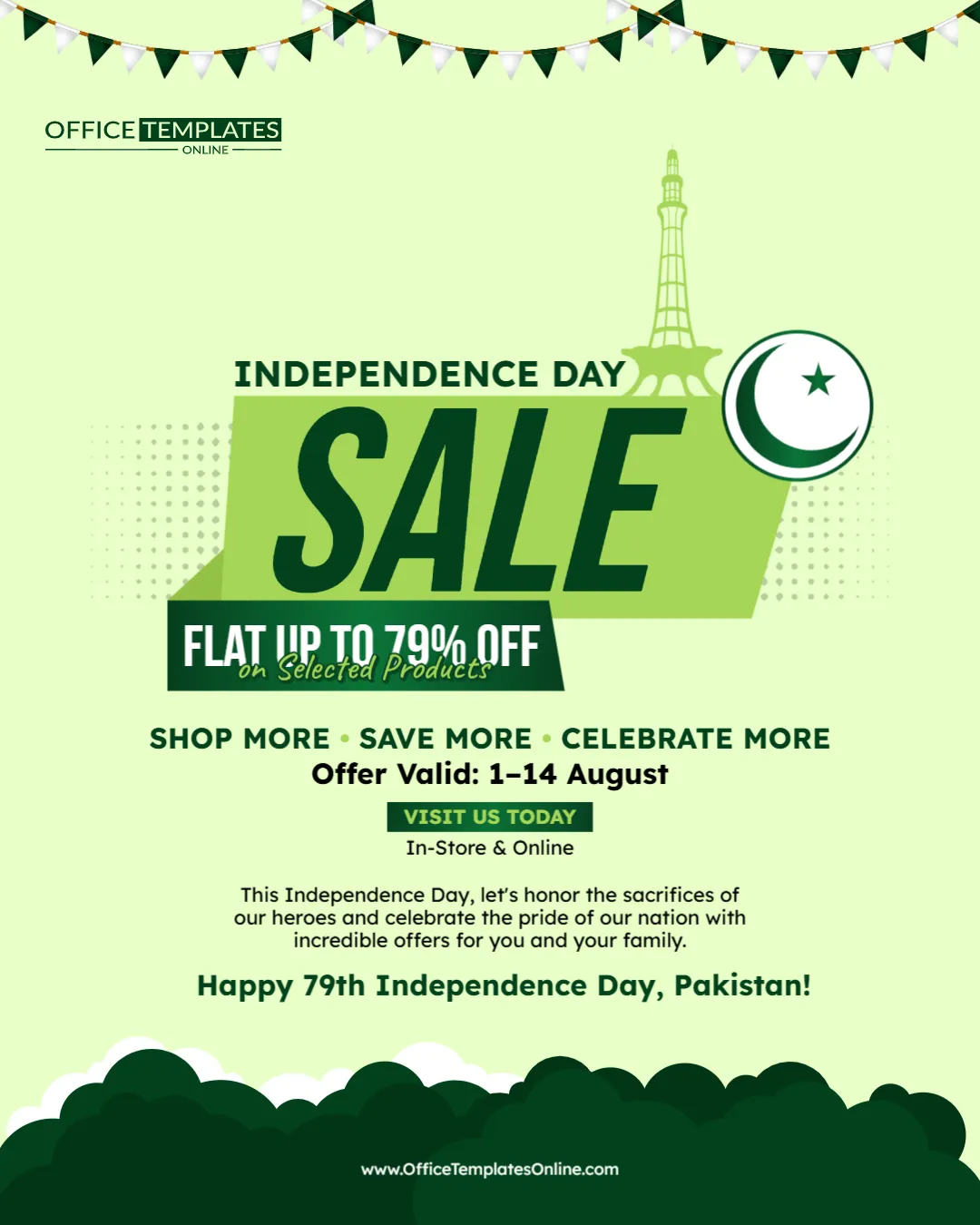 Editable Pakistan Independence Day Sale Poster Template