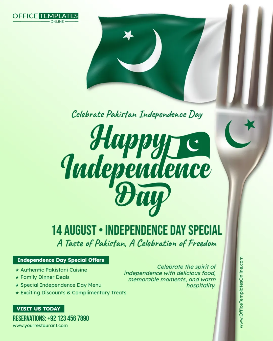 Restaurant Pakistan Independence Day Poster Template – Customize Online Free