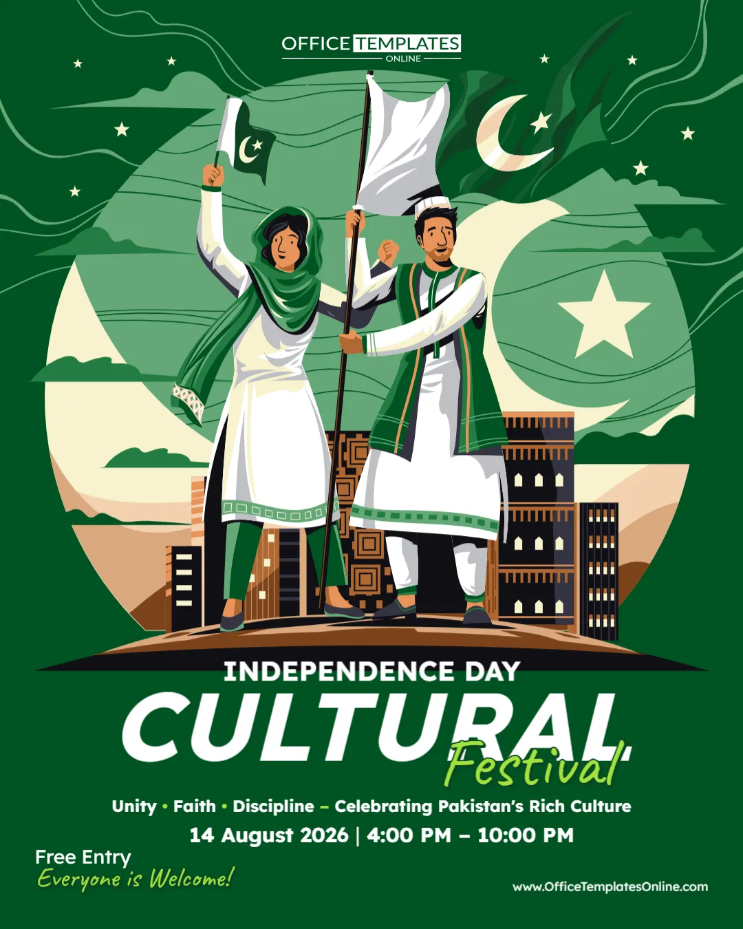 Pakistan Independence Day Cultural Festival Poster Template – Customize Online