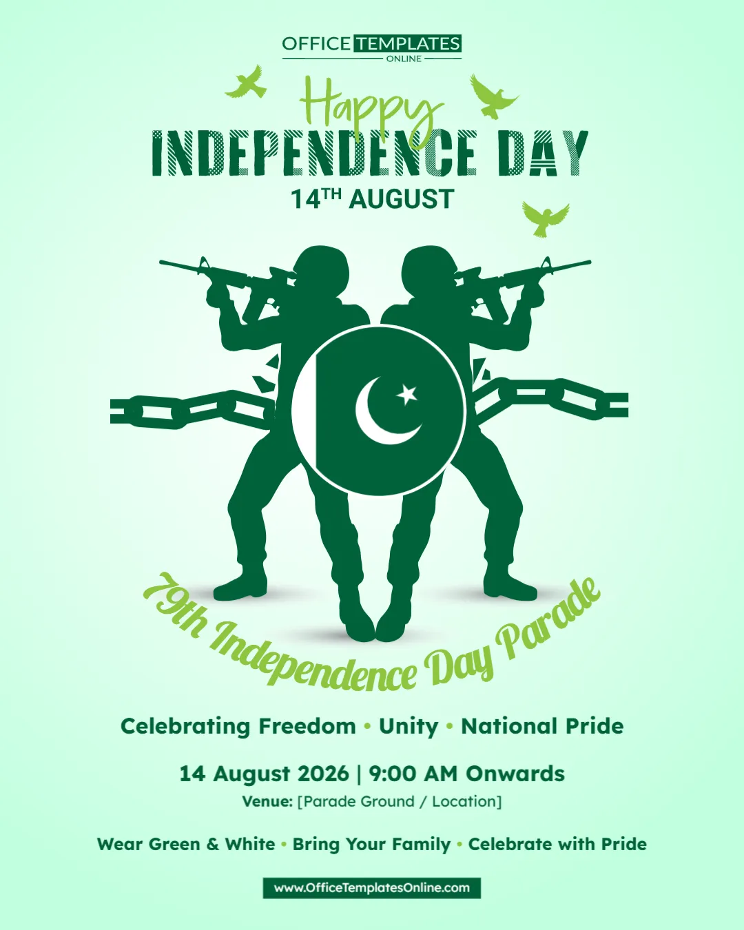 Editable Pakistan Independence Day Parade Poster Template