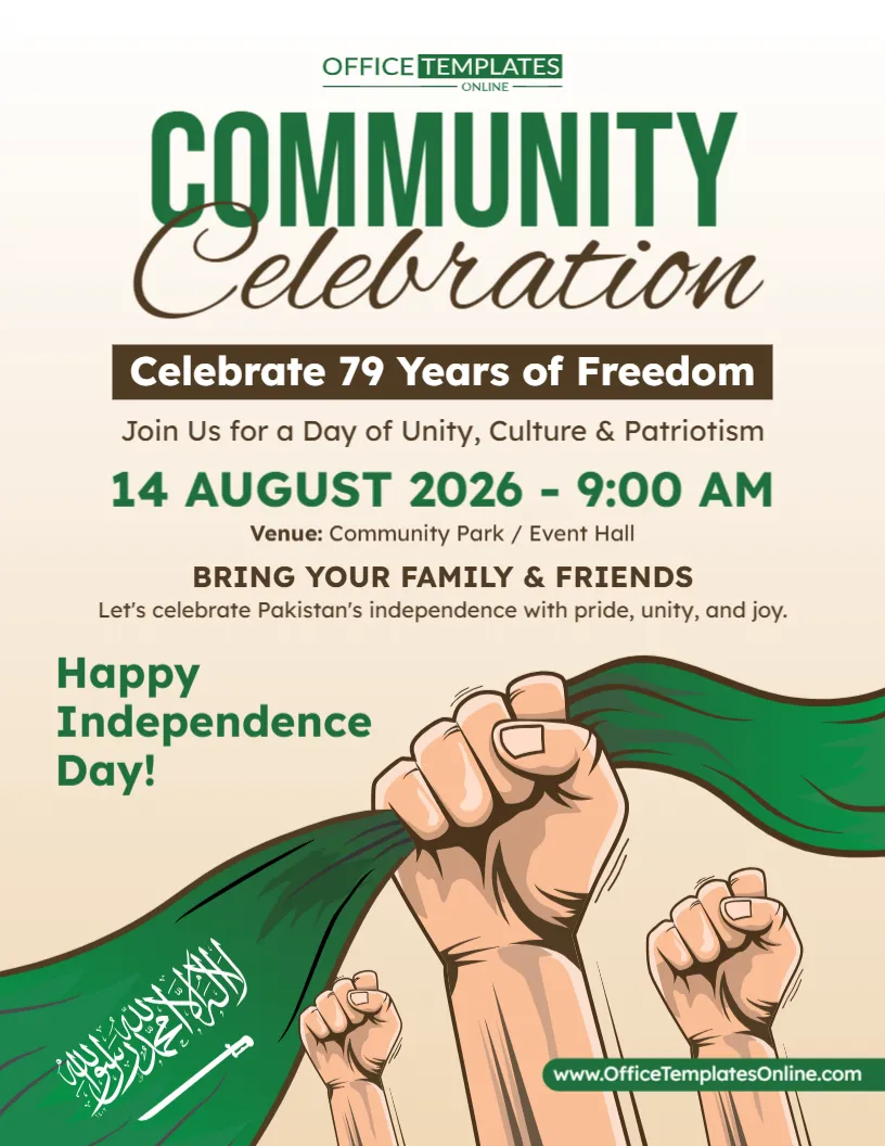Pakistan Independence Day Community Event Flyer Template – Edit Online
