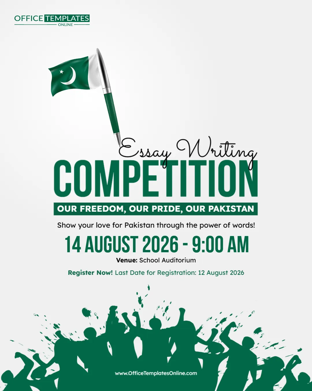 Pakistan Independence Day Essay Competition Poster Template – Edit Online