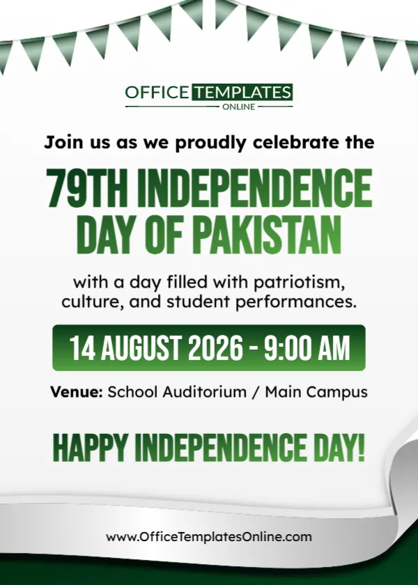 Pakistan Independence Day School Invitation Template – Edit Online
