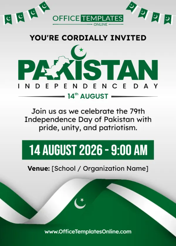 Pakistan Independence Day Invitation Card Template – Edit Online & Download