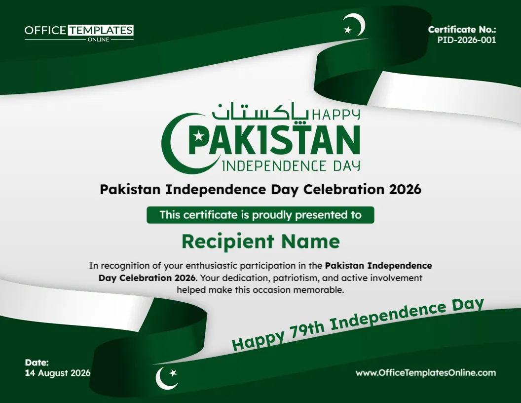 Pakistan Independence Day Certificate Template – Edit Online & Download