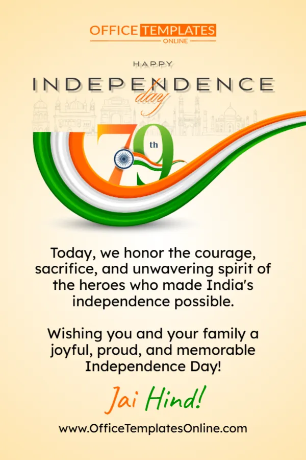 Happy Independence Day India Card Template – Edit Online & Download