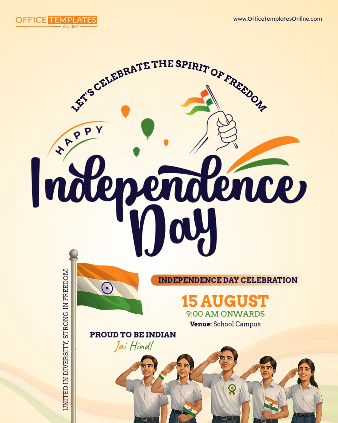 Editable School Independence Day Celebration Poster Template