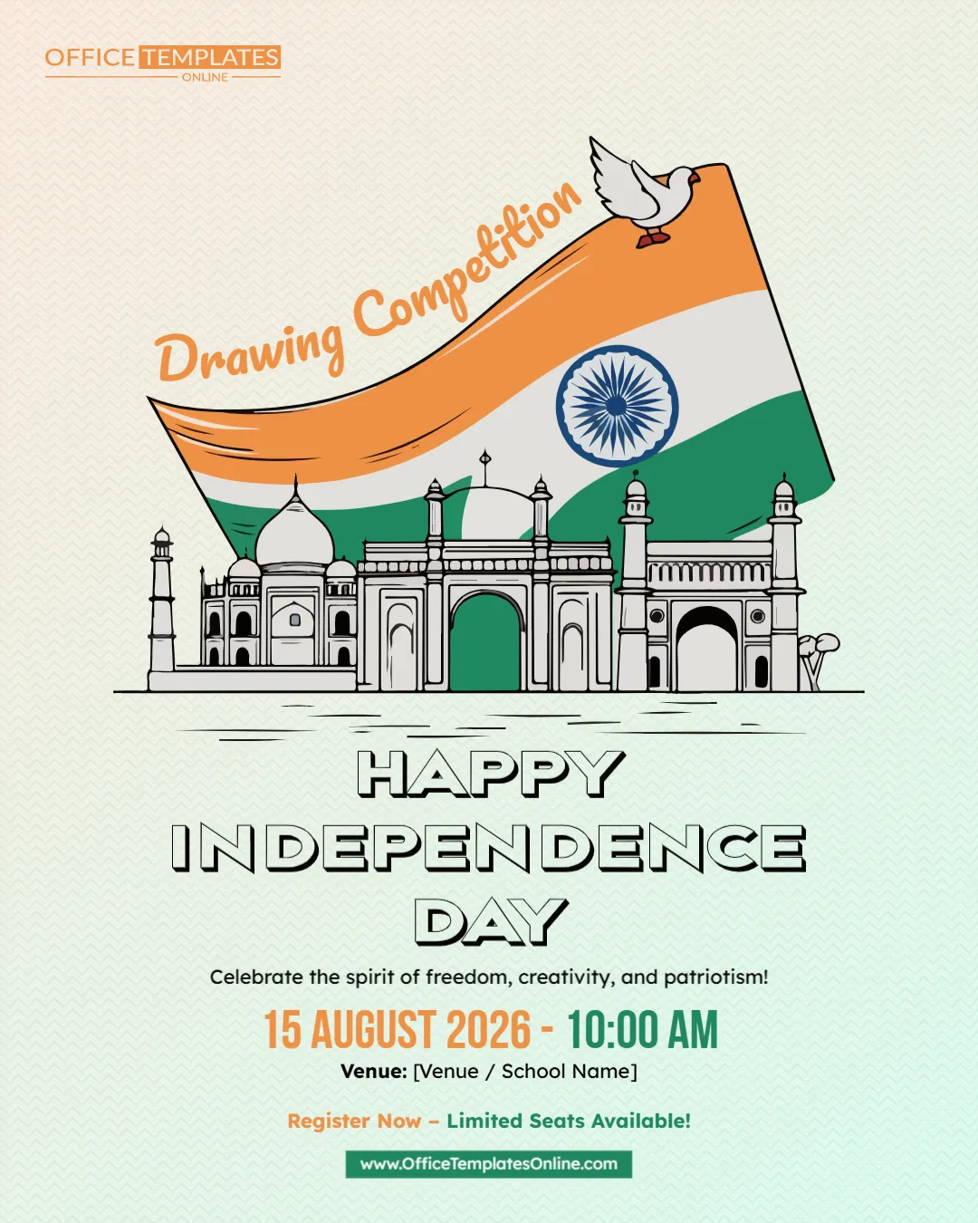 Editable Independence Day Drawing Competition Poster Template