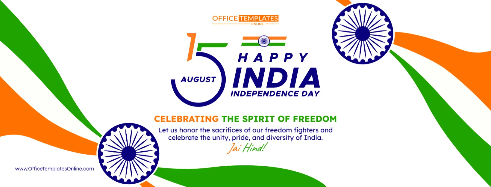Editable India Independence Day Banner Template for 15 August