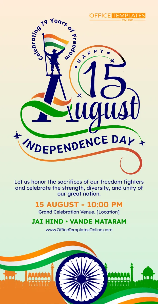Indian Independence Day Roll-Up Banner Template for 15 August