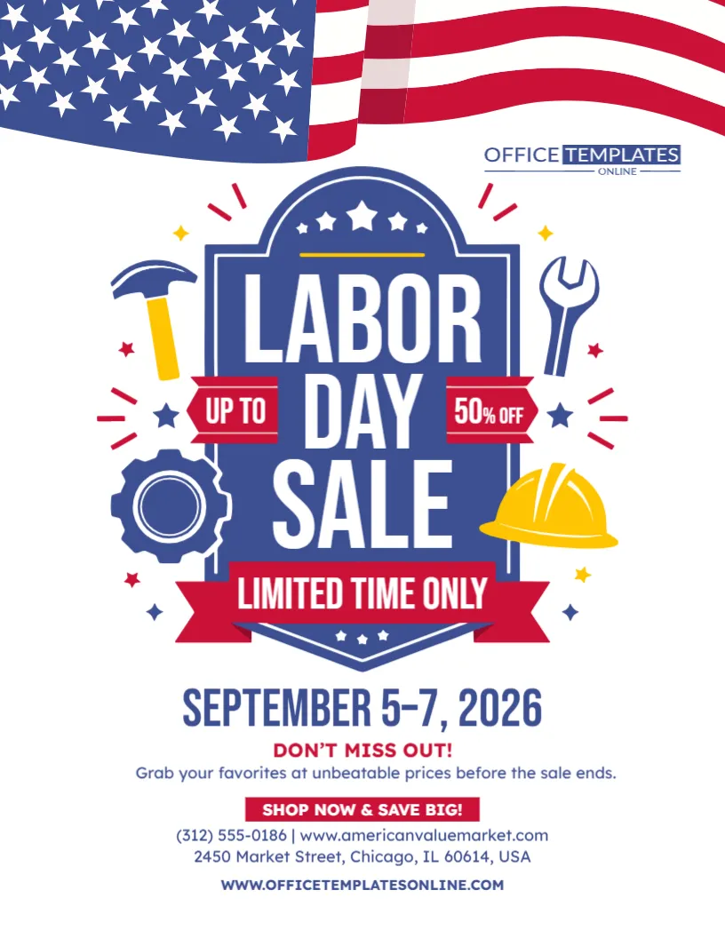 Labor Day Sale Flyer Template – Customize Online for Free