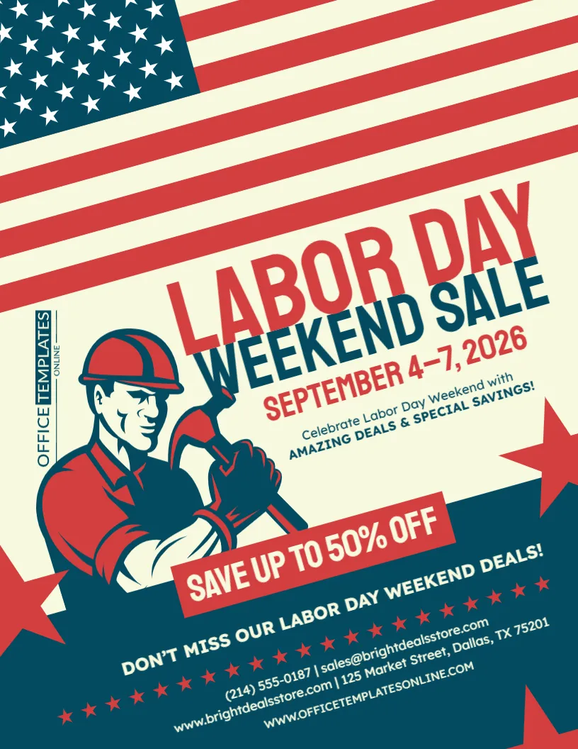 Labor Day Weekend Sale Flyer Template – Edit Online Free