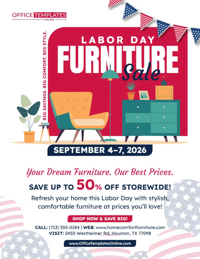 Labor Day Furniture Sale Flyer Template – Edit Online Free