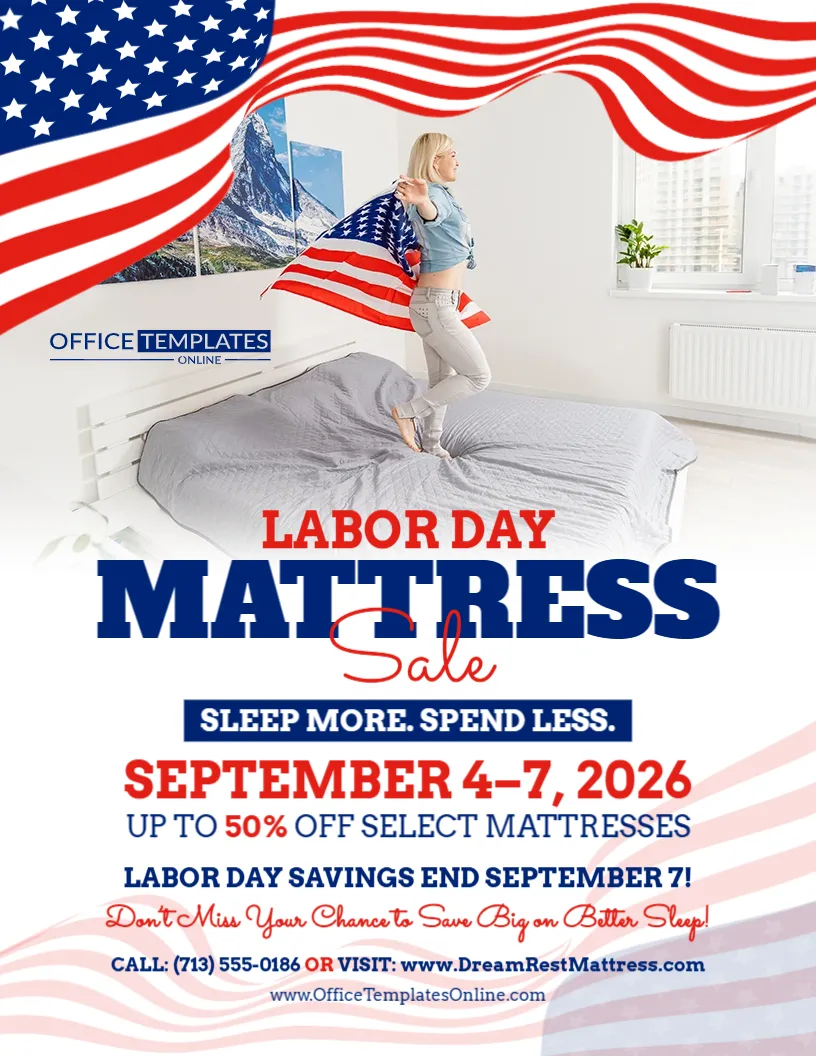 Labor Day Mattress Sale Flyer Template – Customize Online Free
