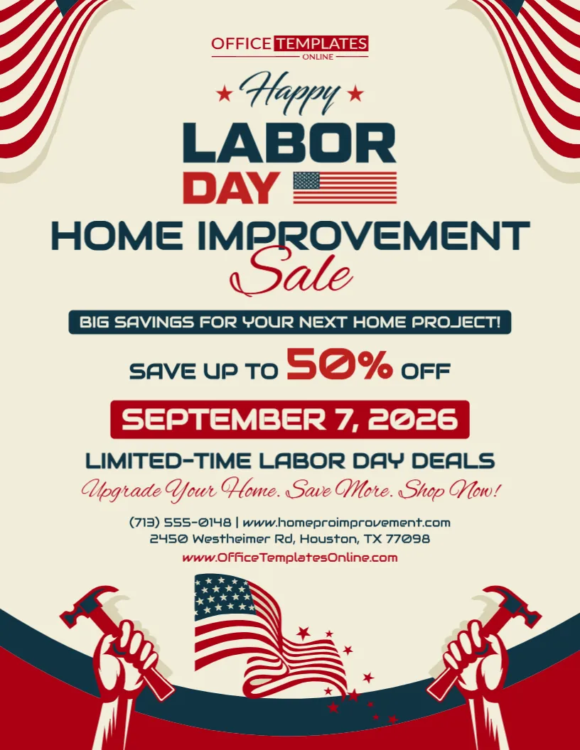 Labor Day Home Improvement Sale Flyer Template – Edit Online Free