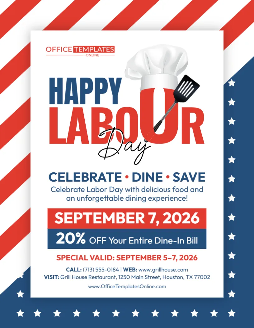 Labor Day Restaurant Special Flyer Template – Edit Online Free