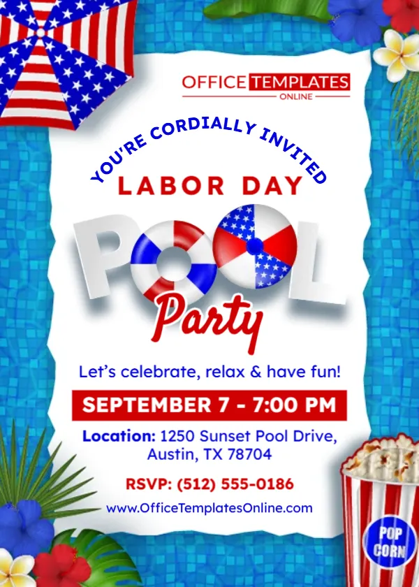 Labor Day Pool Party Invitation Template – Customize Online Free