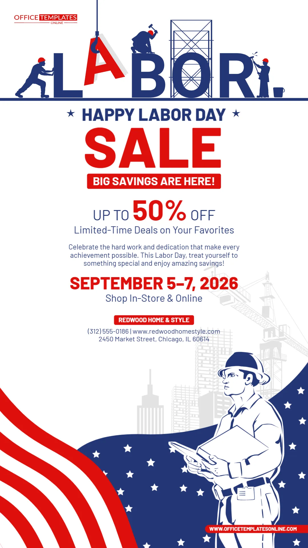 Labor Day Sale Instagram Story Template – Customize Online Free