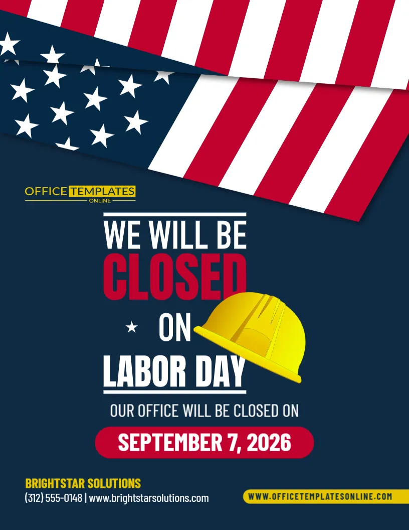 Closed for Labor Day Sign Template