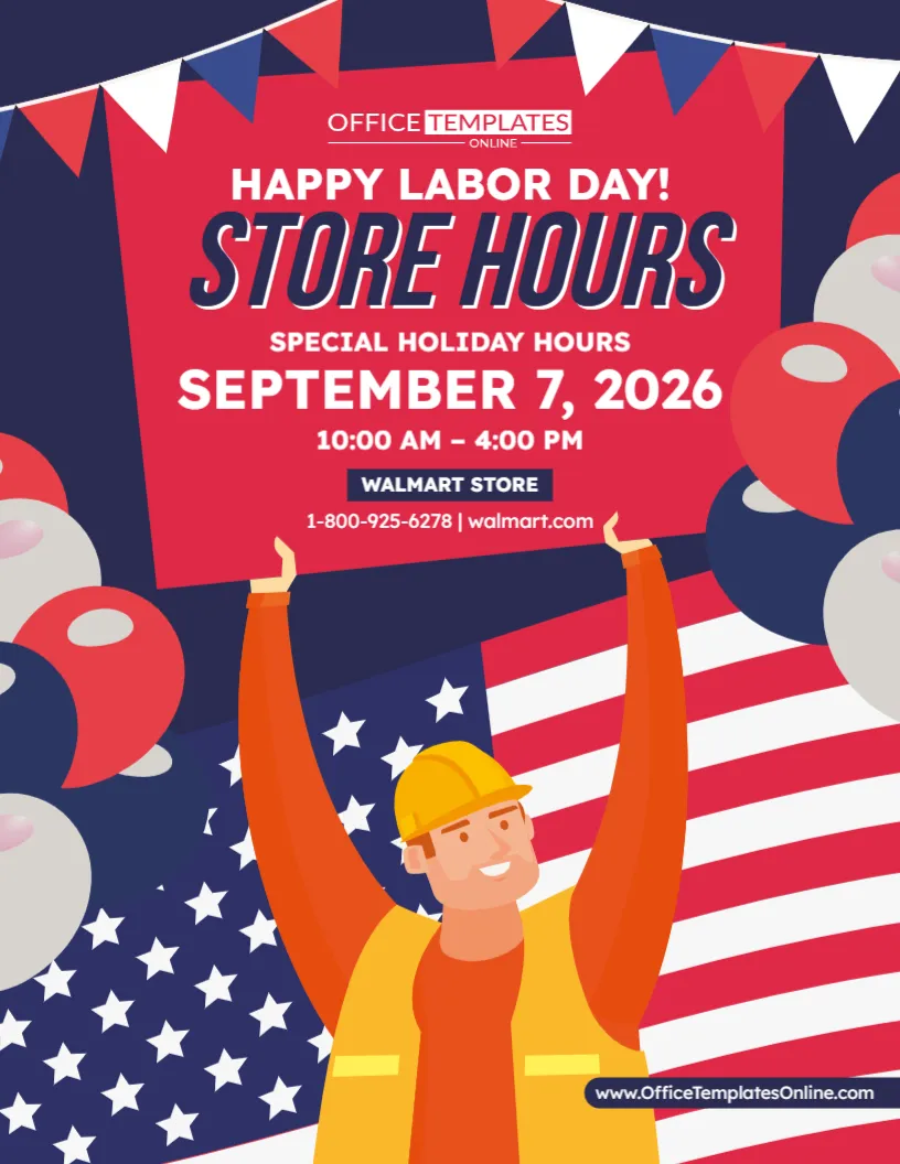 Labor Day Store Hours Template