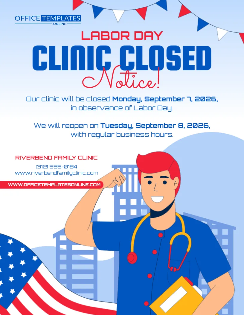Labor Day Clinic Closed Notice Template