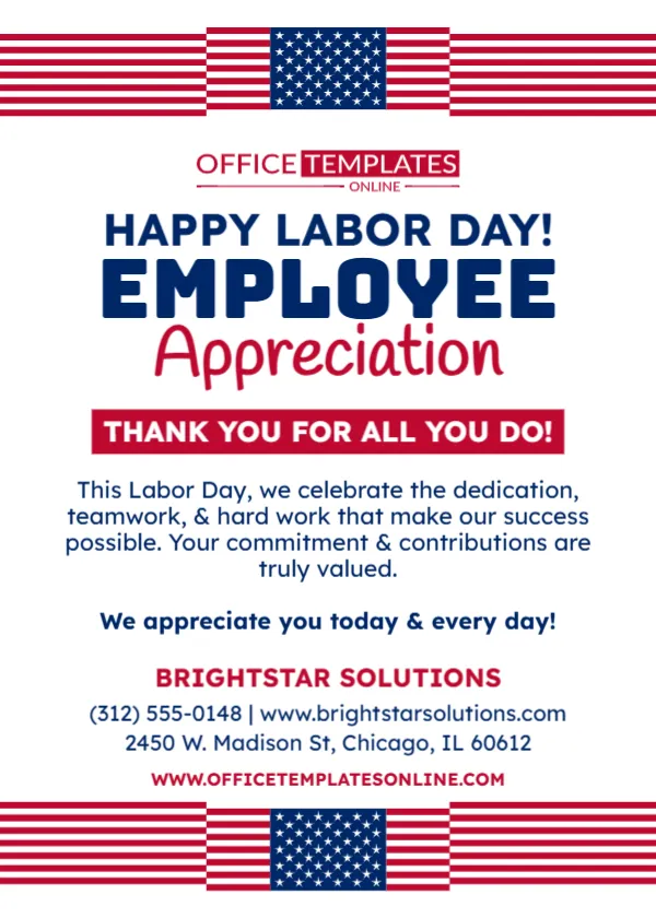 Labor Day Employee Appreciation Card Template