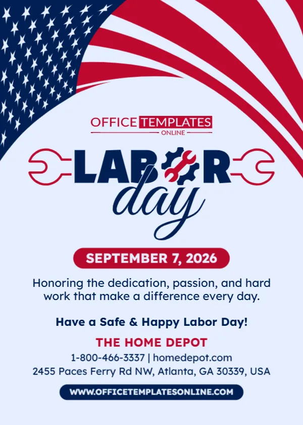 Editable Happy Labor Day Greeting Card Template