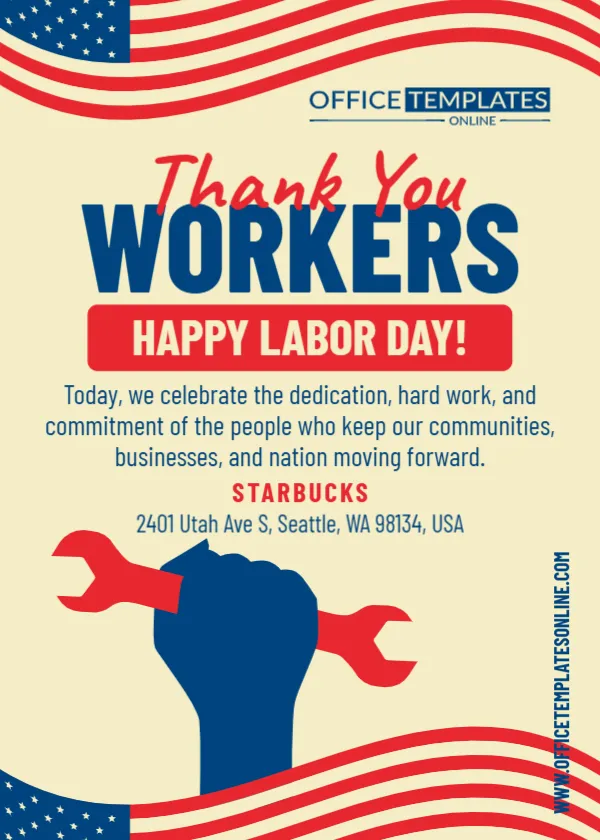 Labor Day Thank You Workers Card Template