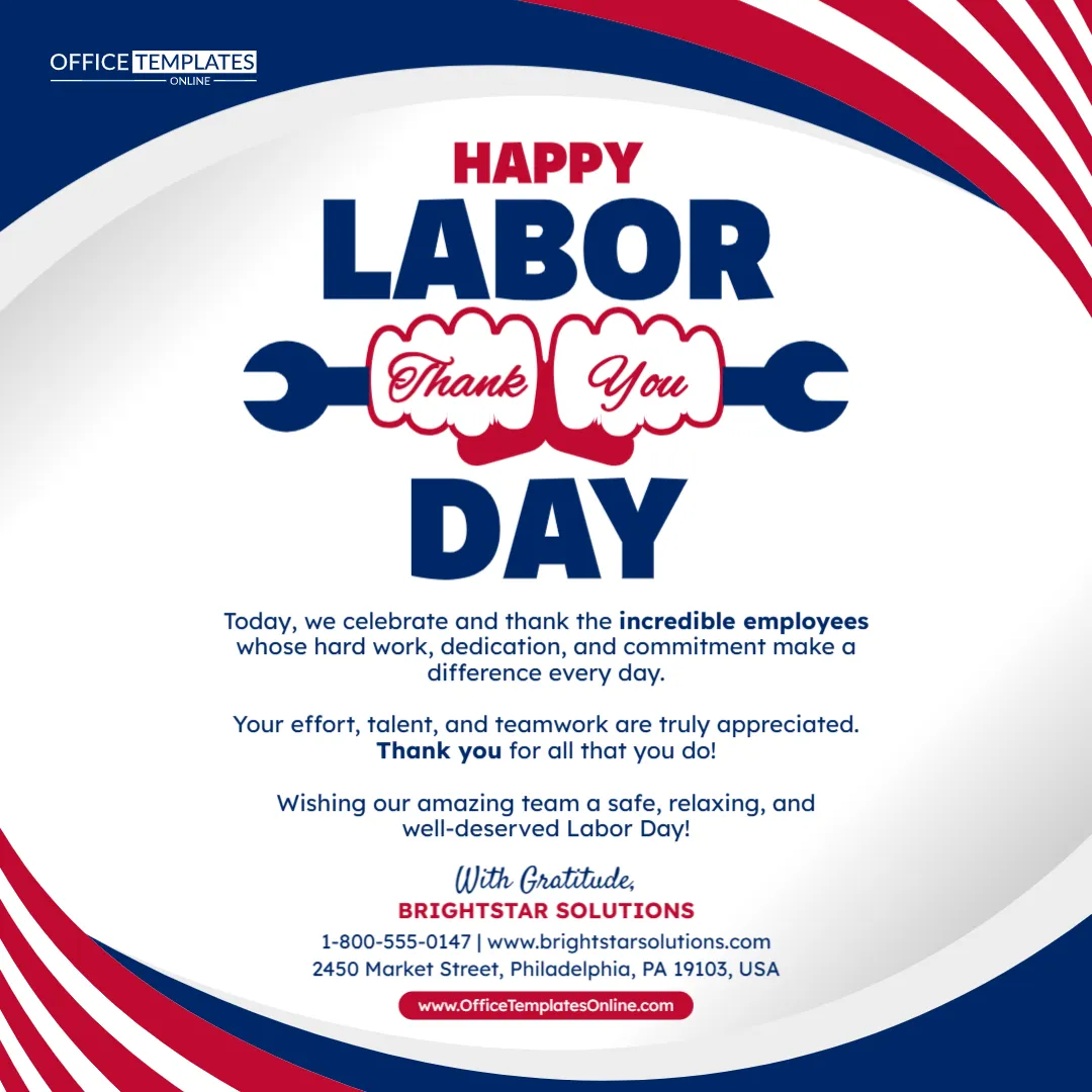 Employee Labor Day Thank You Post Template