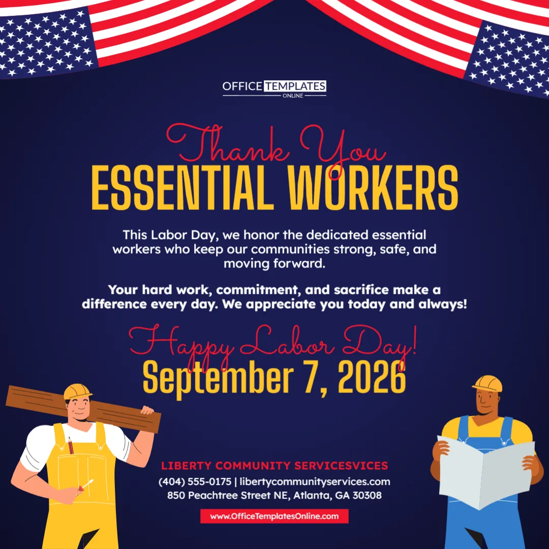 Labor Day Thank You Essential Workers Post Template