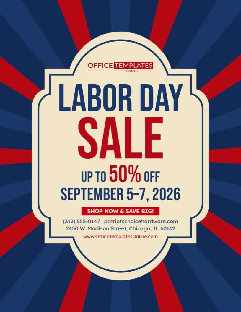 Retro Labor Day Sale Flyer – Customize Online & Download